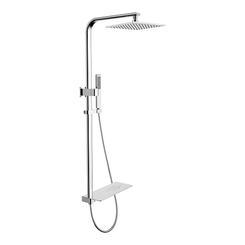 Brass Flat Design Shower Column with Luxury Shelf